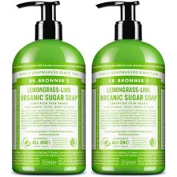 dr_bronner_s Dr. Bronner's Sapone di Zucchero Bio Lemongrass & Lime 2x355 ml