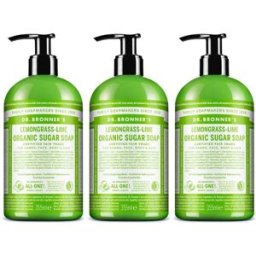 dr_bronner_s Dr. Bronner's Sapone di Zucchero Bio Lemongrass & Lime 3x355 ml