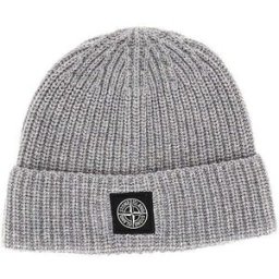 Stone Island Beanie in lana vergine con patch logo