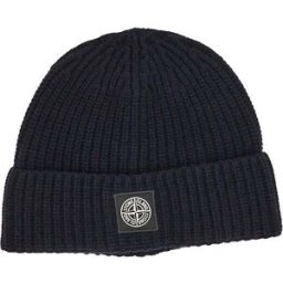 Stone Island Beanie in lana vergine con patch logo