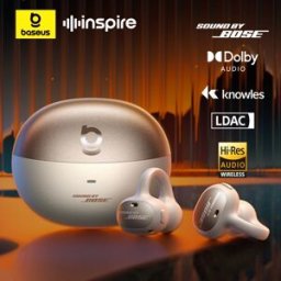 BASEUS Auricolari wireless Inspire XC1 con clip per l'orecchio, Bluetooth 6.1, Hi-Res, auricolari open-ear, 4 microfoni, auricolari a clip, suono Bose.