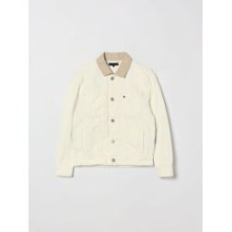Tommy Hilfiger Giacca a camicia da bambino in cotone con colletto in velluto Bianco Taglia 14