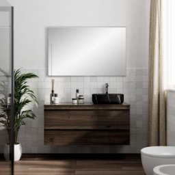 Leroy Merlin Mobile Linea L120 H55 P45 in laminato rovere cotto 2 cassetti a chiusura ammortizzata e top per lavabo in appoggio base