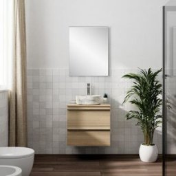 Leroy Merlin Mobile Linea L60 H55 P45 in laminato rovere natura 2 cassetti a chiusura ammortizzata e top per lavabo in appoggio