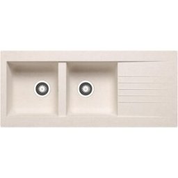 DELINIA Lavello integrato 2 vasche in resina avena Scirocco L 50 x L 116 cm, reversibile