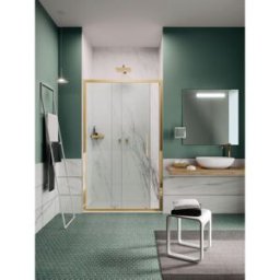 SIRO Porta doccia scorrevole L 136 cm x H 195 cm per nicchia in vetro trasparente, profilo dorato