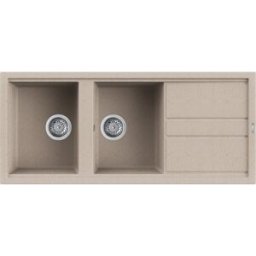 ELLECI Lavello sopratop 2 vasche in quarzo avena L 116 x L 51 cm, reversibile