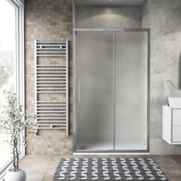 Leroy Merlin Porta doccia scorrevole L 137-141 cm x H 195 cm per nicchia in vetro smerigliato SP. 6 mm, profilo lucido cromo, serie Record