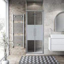 Leroy Merlin Porta doccia saloon L 77-81 cm x H 195 cm per nicchia in vetro smerigliato SP. 6 mm, profilo lucido cromo, serie Record