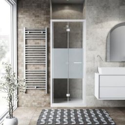 Leroy Merlin Porta doccia pieghevole L 92-96 cm x H 195 cm per nicchia in vetro smerigliato SP. 6 mm, profilo opaco bianco, serie Record