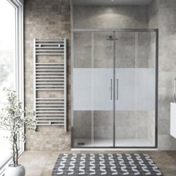 Leroy Merlin Porta doccia scorrevole L 172-176 cm x H 195 cm per nicchia in vetro smerigliato SP. 6 mm, profilo lucido cromo, serie Record