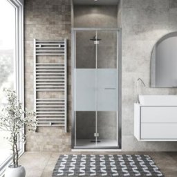 Leroy Merlin Porta doccia pieghevole L 92-96 cm x H 195 cm per nicchia in vetro smerigliato SP. 6 mm, profilo lucido cromo, serie Record