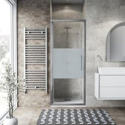 Leroy Merlin Porta doccia battente L 82-86 cm x H 195 cm per nicchia in vetro smerigliato SP. 6 mm, profilo lucido cromo, serie Record