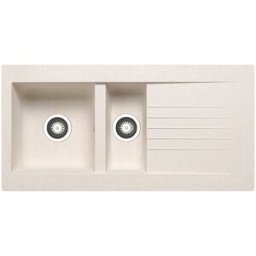 DELINIA Lavello integrato 1.5 vasche in resina avena Scirocco L 50 x L 100 cm, reversibile
