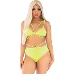 LEG AVENUE SETS Lingerie Sexy Set Reggiseno e Slip Leg Avenue — Giallo