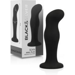 Plug Anale in Silicone Black&Silver Sean — Premium, Nero