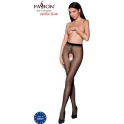 PASSION WOMAN GARTER & STOCK Collant Sexy Passion Tiopen 022 — 20 Den, Nero/Rosso, Taglia 3/4