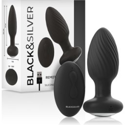 Plug Anale Vibrante con Rotazione Black&Silver Welss — Silicone