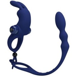 PRETTY LOVE MALE Anello Fallico con Plug Anale Vibrante Pretty Love Ayad — Blu