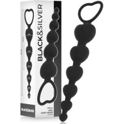 Plug Anale a Sfere Black&Silver Mila — Catena Graduata 18 cm