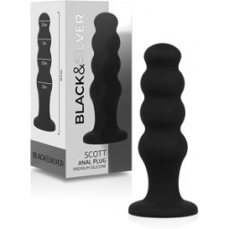 Plug Anale in Silicone Black&Silver Scott Premium — Nero