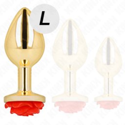 Plug Anale Metallico con Rosa Kink Pleasure Plugs — Taglia L