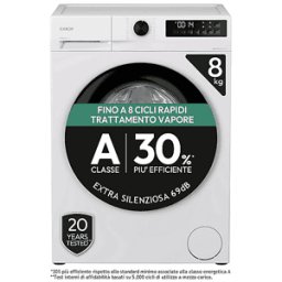 Candy GD 48B9-S LAVATRICE, Caricamento frontale, 8 kg, 16 programmi, Profondità 54,8 cm, Giri 1400 rpm, Bianco, Nero, livello rumorosità centrifuga 69 dB(A), Classe A