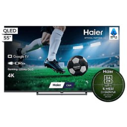 HAIER H55S80GUX TV QLED, SMART 55", Black, Abbonamento DAZN Full 6 mesi incluso
