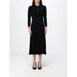Michael Kors Abito polo midi in maglia a coste di viscosa riciclata Nero Taglia XS