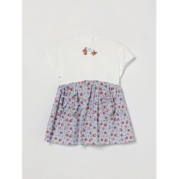 Dolce&Gabbana Abito da bambina in cotone con stampa floreale e motivo Vichy Bianco Taglia 3