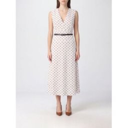 P.a.r.o.s.h. P. A.R. O.S. H. Abito midi in crêpe de chine di seta a pois con scollo a V Nudo Taglia S