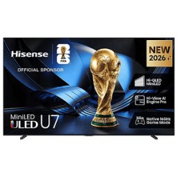 Hisense 100U7SE, Smart TV MiniLED 165Hz 100" 4K, Dolby Atmos 2.1 By Devialet, Vision IQ, HDR10+, Native Game Mode, VIDAA OS con 1000+ APP, Alexa built-in, lativù Wifi, Bluetooth