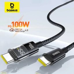 BASEUS Cavo USB C 100W per iPhone 17 16 15 Pro Max con Display LED, Cavo USB Tipo C per Macbook Pro, Cavo di Ricarica Rapida per Xiaomi