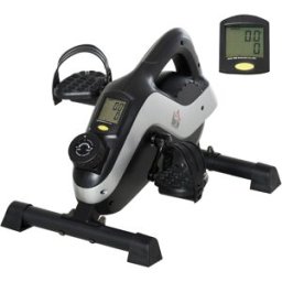 Homcom Mini Cyclette Portatile per l'Allenamento di Gambe per Braccia con Cinghia di Fissaggio e Tappetino Antiscivolo, Nero e Grigio Aosom Italy