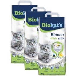 BIOKATS Biokat's Lettiera Agglomerante Bianco Fresh Extra KIT 3X8KG