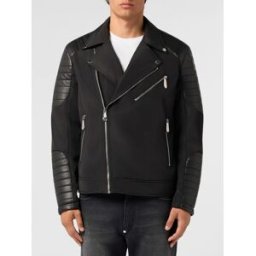 Philipp Plein Giacca biker in poliestere con chiusura laterale a zip Nero Taglia XXL