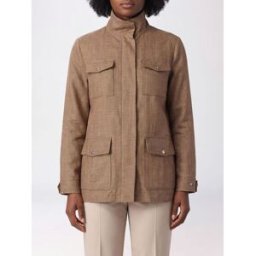 Herno Giacca utility in misto lino e seta con collo alto Beige Taglia 40