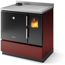 Stufa Morgana SX CS Thermos a legna, Metallo Rosso Metallizzato, Uscita fumi superiore, 7,0kW