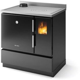 Stufa Morgana SX CS Thermos a legna, Metallo Nero, Uscita fumi superiore, 7,0kW
