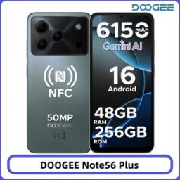 DOOGEE Note56 Plus Smartphone 48GB 256GB Batteria Grande da 6150mAh Display 6.56'' 90Hz Fotocamera 50MP NFC Android 16 Telefoni Cellulari