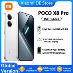 Xiaomi Versione Globale POCO X8 Pro Telefoni Cellulari con HyperCharge 100W, Ricarica Inversa 27W, Display Immersivo da 6,59'', Smartphone con Fotocamera ad Alta Risoluzione da 50MP