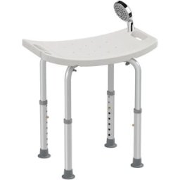 HOMCOM Sedile per doccia , sgabello per doccia regolabile in altezza, ergonomico, con piedini antiscivolo, Charge Max. Kg alluminio HDPE bianco