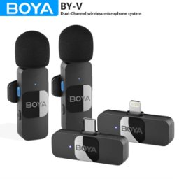BOYA BY-V microfono Lavalier Wireless con risvolto per iPhone Android cellulare PC Computer Laptop Youtube registrazione Streaming Vlog