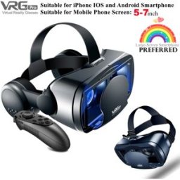 VRG Occhiali VR per realtà virtuale IMAX Schermo enorme Occhiali 3D HD Google Cardboard Box Casco per cuffie VR per telefono da 5-7", supporto Gamepad