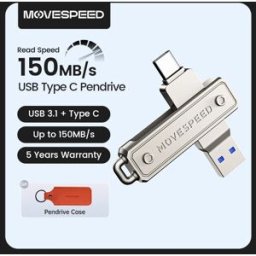 MOVESPEED Chiavetta USB tipo C da 150 MB 64 GB 128 GB 256 GB 512 GB OTG USB 3.1 Pendrive per MacBook iPhone 15/16 PC portatile
