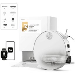 MOVA ROBOT ASPIRAPOLVERE S70 VIM Roller, Potenza 700 W, Lavapavimenti, Autonomia fino a 160 min, Sensore di superficie, Spazzola laterale, Base carica, Bianco