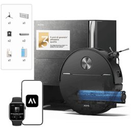 MOVA ROBOT ASPIRAPOLVERE Z70 VIM ULTRA ROLLER COMPLETE, Potenza 700 W, Lavapavimenti, Autonomia fino a 225 min, Sensore di superficie, Spazzola laterale, Base carica, Nero