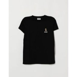 Moschino T-shirt da bambino in cotone con patch logo a contrasto Nero Taglia 14