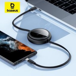 BASEUS Cavo USB C retrattile da 100 W per MacBook iPad Cavo di ricarica rapida per iPhone 17 16 Plus Pro Max Tipo C per Xiaomi Samsung