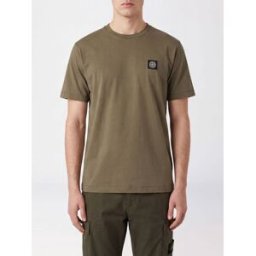 Stone Island T-shirt in cotone con patch logo Compass sul petto Militare Taglia M